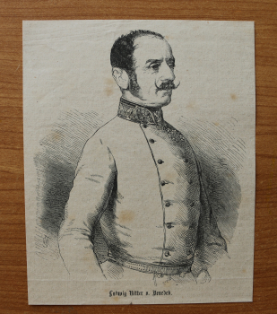 Holzstich Ludwig Ritter von Benedek 1866 Österreich Feldzeugmeister Ungarn